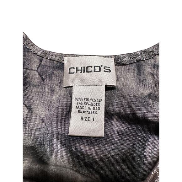 Chico's Gray Metallic Sleeveless Blouse Size 1 Size Medium - Picture 3 of 5
